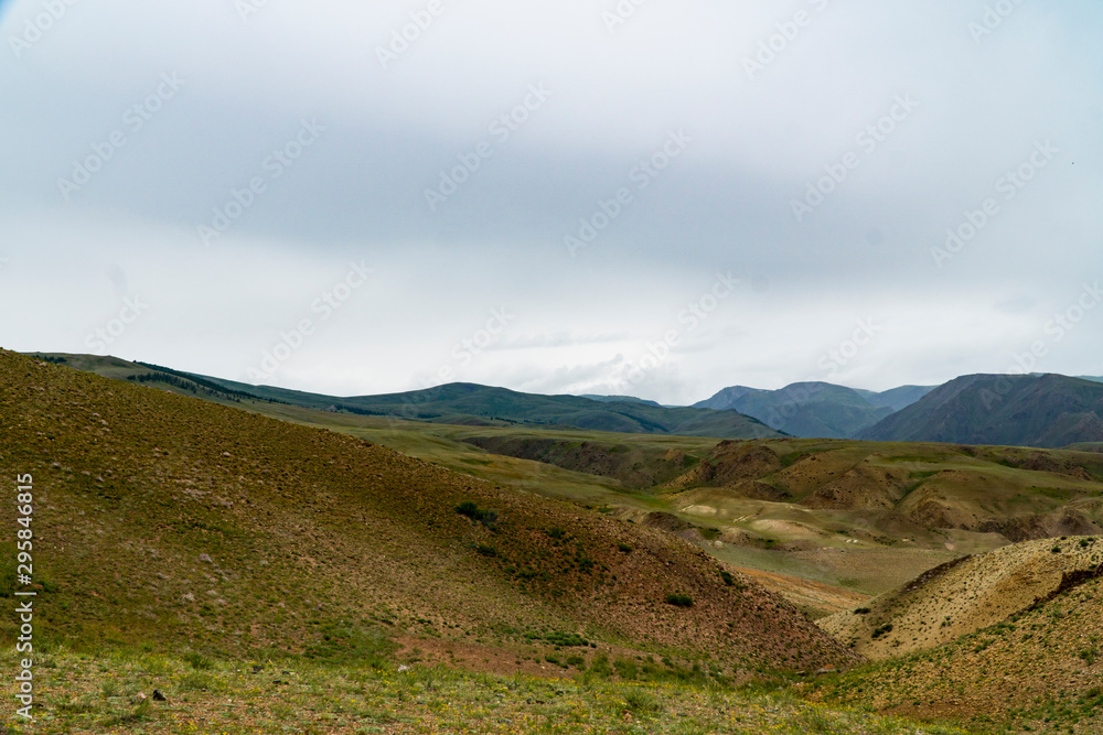 Background image of a mountain landscape. Russia, Siberia, Altai