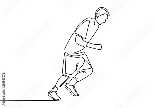 Continuous line of man runn...