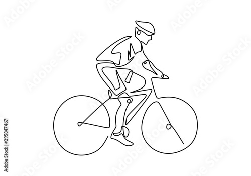 cycling line drawing. continuous one line drawings of pictures athlete, cycling, fitness, health concept.