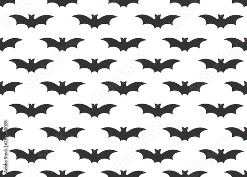 Seamless pattern of bats flying isolated on white background - Vector illustration