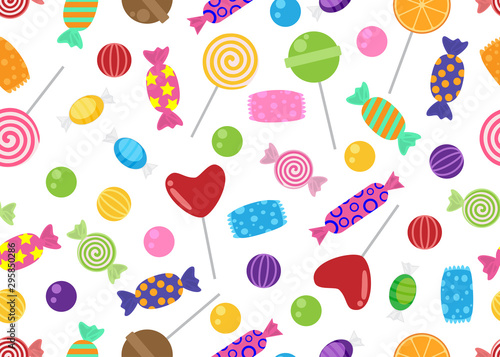 Seamless pattern of sweets and candies icon on white background