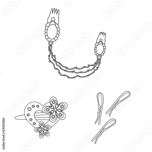 Vector illustration of hairdressing and hairclip icon. Collection of hairdressing and accessories vector icon for stock.