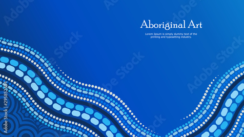Aboriginal dot art vector banner with text.