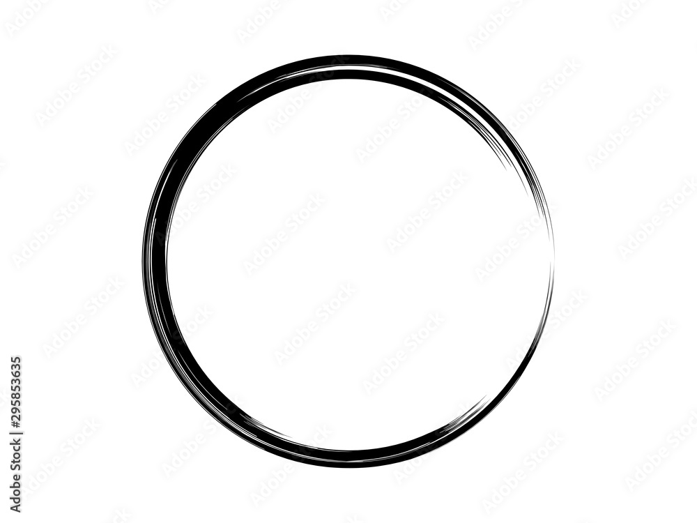 Grunge circle made of black ink.Isolated black circle made with art brush. Grunge circle made of black ink.Isolated black circle made with art brush.