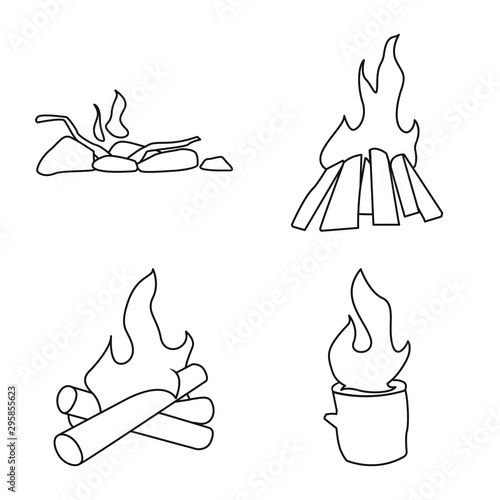 Vector design of hot and camp sign. Collection of hot and outdoor vector icon for stock.