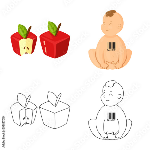 Vector illustration of test and synthetic sign. Set of test and laboratory stock symbol for web.