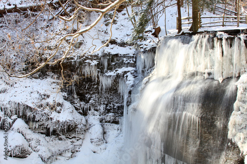 Frozen waterfall at the Buttermilk Waterfall State Park in Western Pennsylvania.