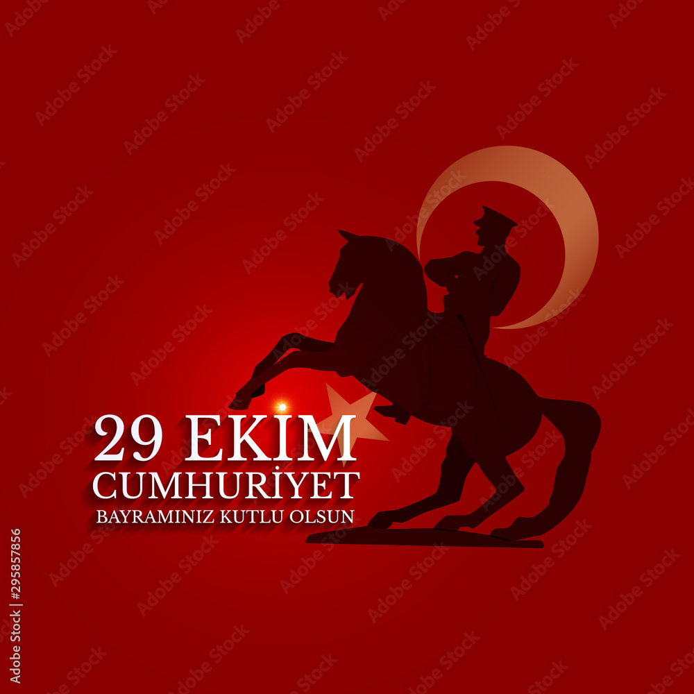 29 ekim Cumhuriyet Bayrami kutlu olsun, Republic Day Turkey. Translation: 29 october Turkey Republic Day, happy holiday. Vector illustration