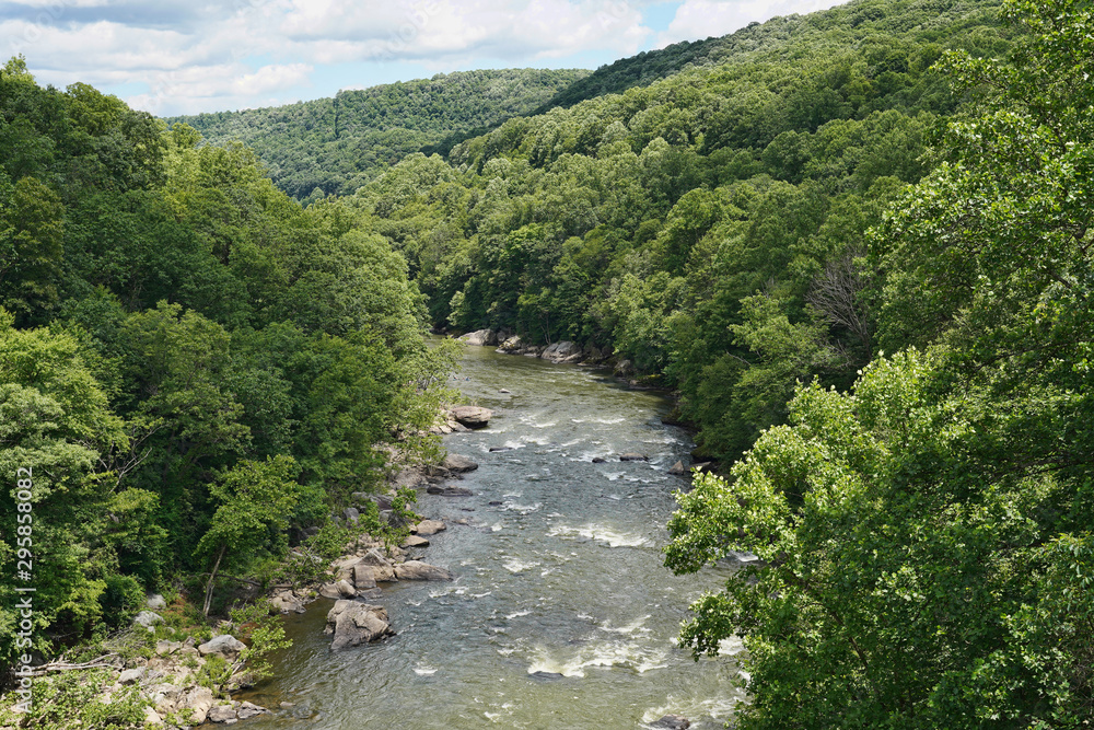 River going through the mountains at the Ohiopyle State Park in Pennsylvania.