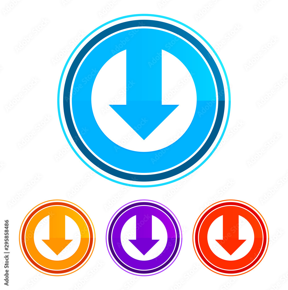 Down arrow icon flat design round buttons set illustration design Down arrow icon flat design round buttons set illustration design