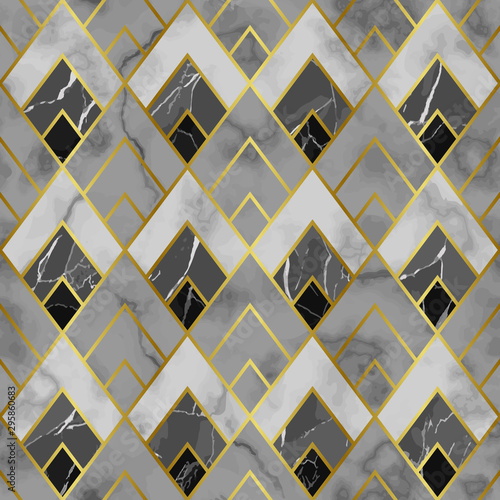 Marble Luxury Geometric Seamless Pattern. Vector Repeat Background