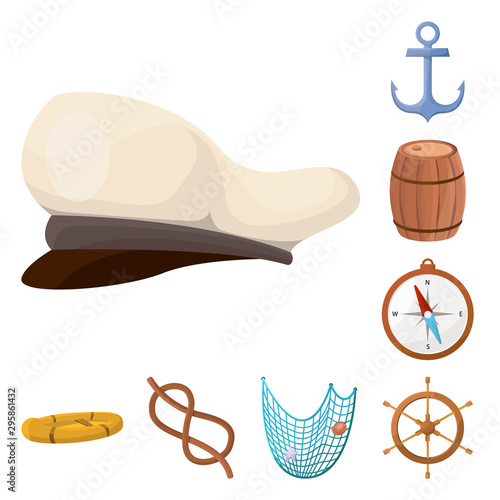 Vector illustration of adventure and sea logo. Collection of adventure and travel vector icon for stock.