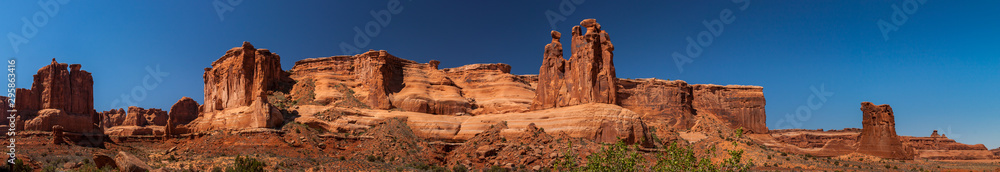 Panorama View of The Three Gossils, Arches National Park, Utah.