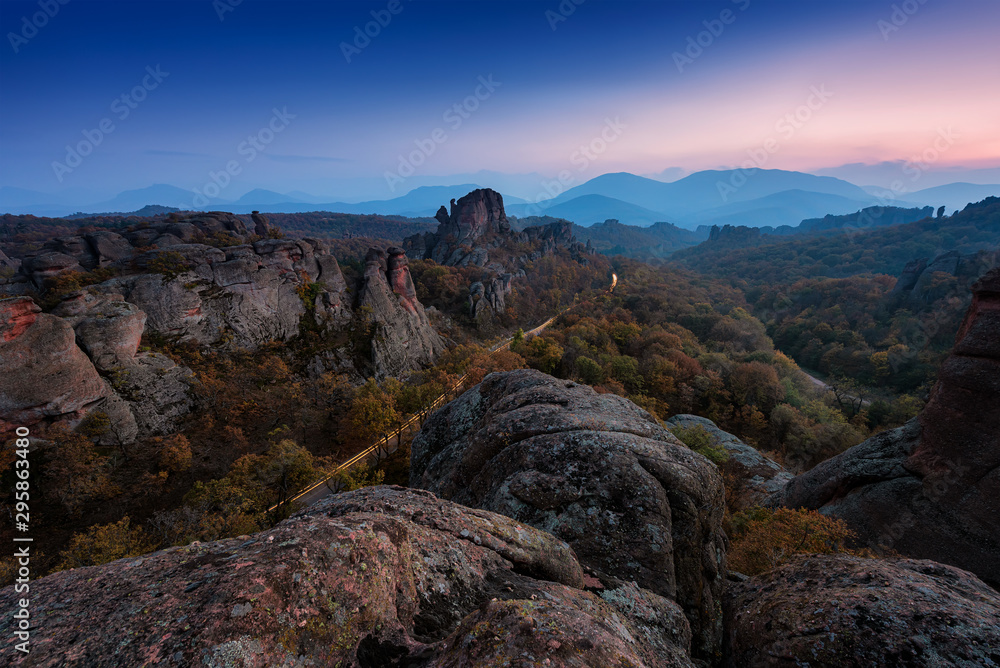 Magnificent night view of the Belogradchik rocks in Bulgaria Magnificent night view of the Belogradchik rocks in Bulgaria