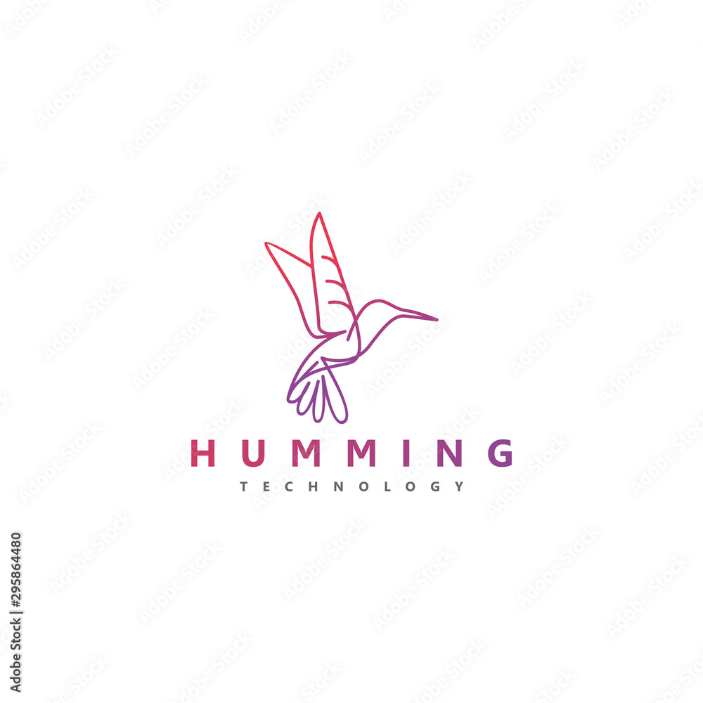Modern technology hummingbird logo with a line art style Modern technology hummingbird logo with a line art style