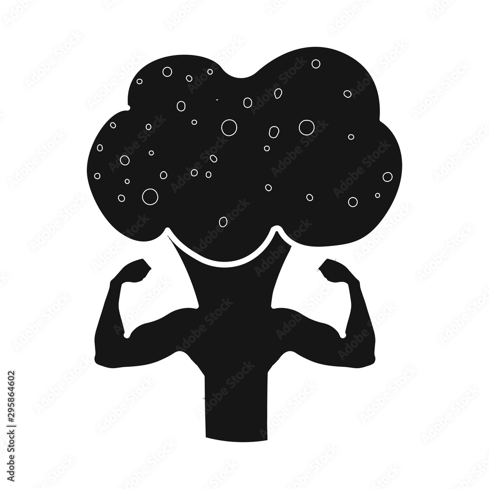 Isolated object of broccoli and vitamin symbol. Set of broccoli and ingredient stock vector illustration.