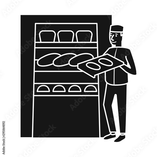 Isolated object of oven and confectioner symbol. Set of oven and bread vector icon for stock.