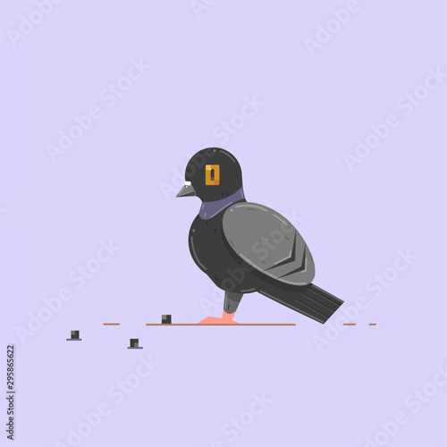 Cute lonely dove on a gray background.