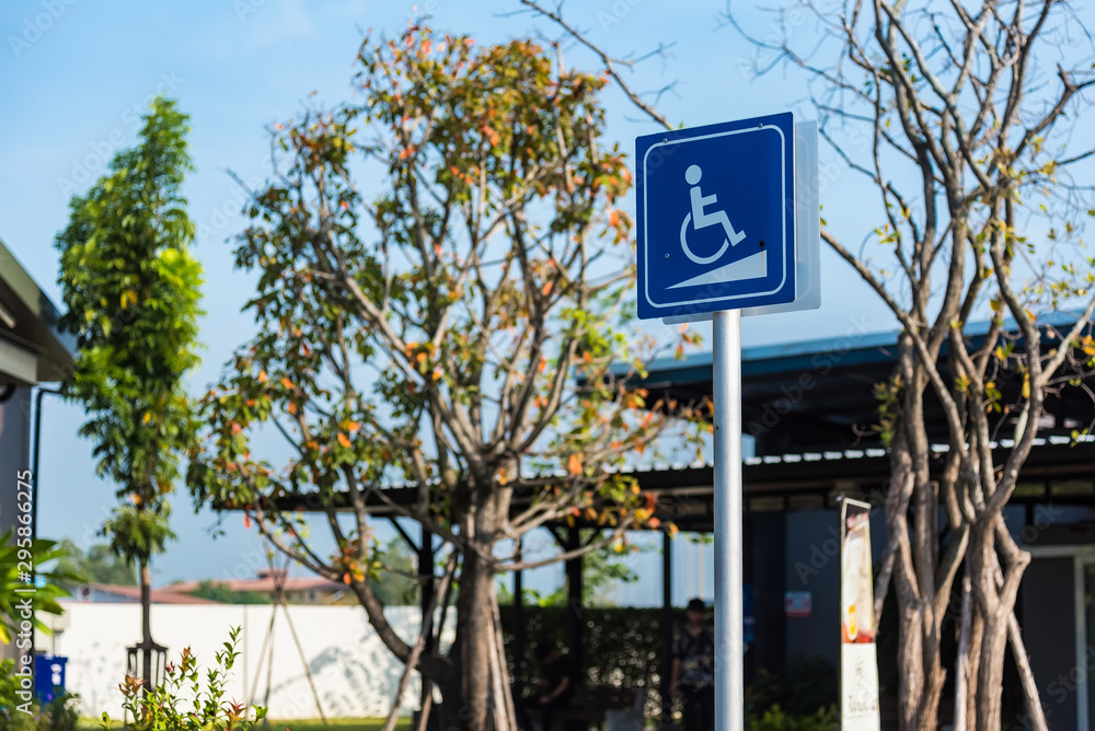 Sign Parking car for disable , Special Parking places for disable in petrol station.