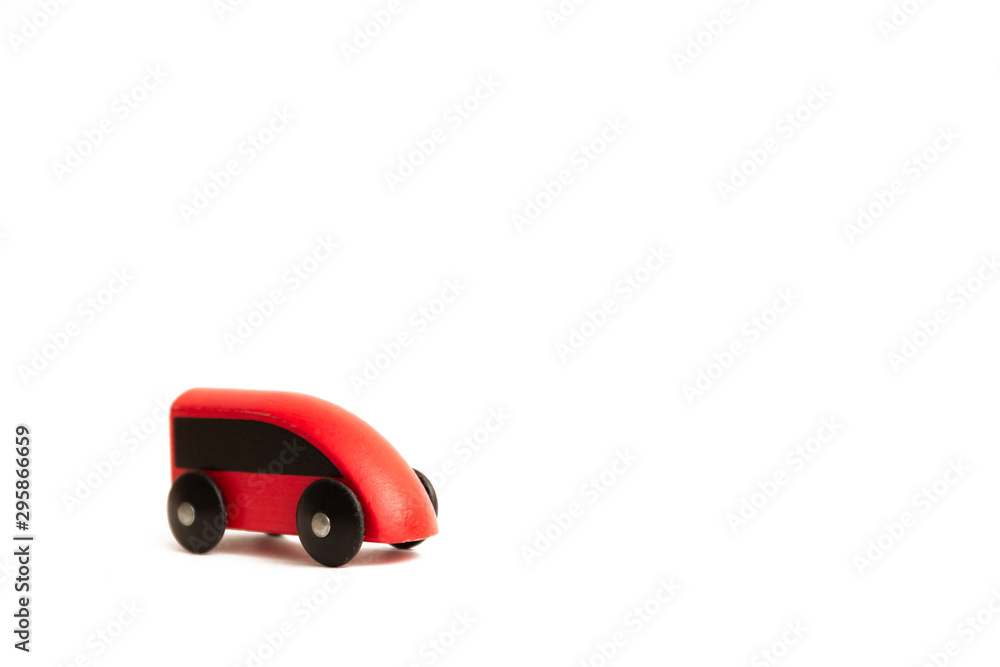 Cute red toy train on a white background Cute red toy train on a white background