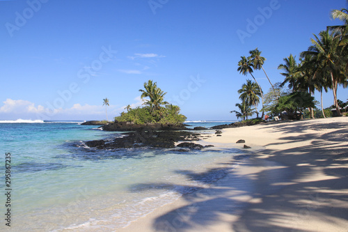 Fototapeta Naklejka Na Ścianę i Meble -  A beautiful sunny day at Matareva Beach, Salamumu, Samoa