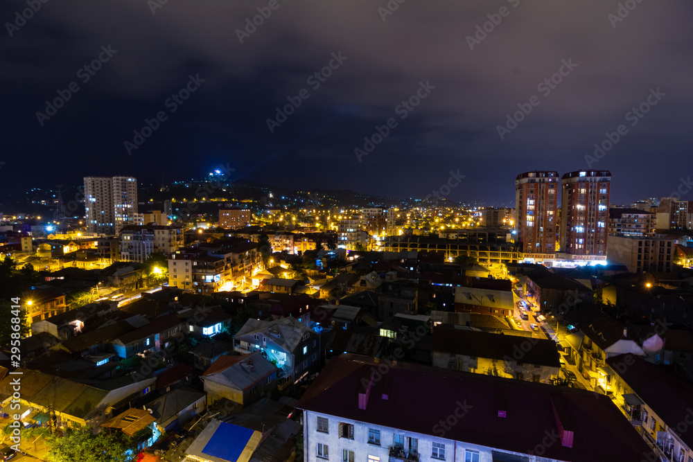 Night City Landscape, View From Above. 
