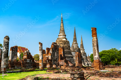 Ancient pagoda at Wat Phra Si Sanphet in Ayutthaya Historical Park