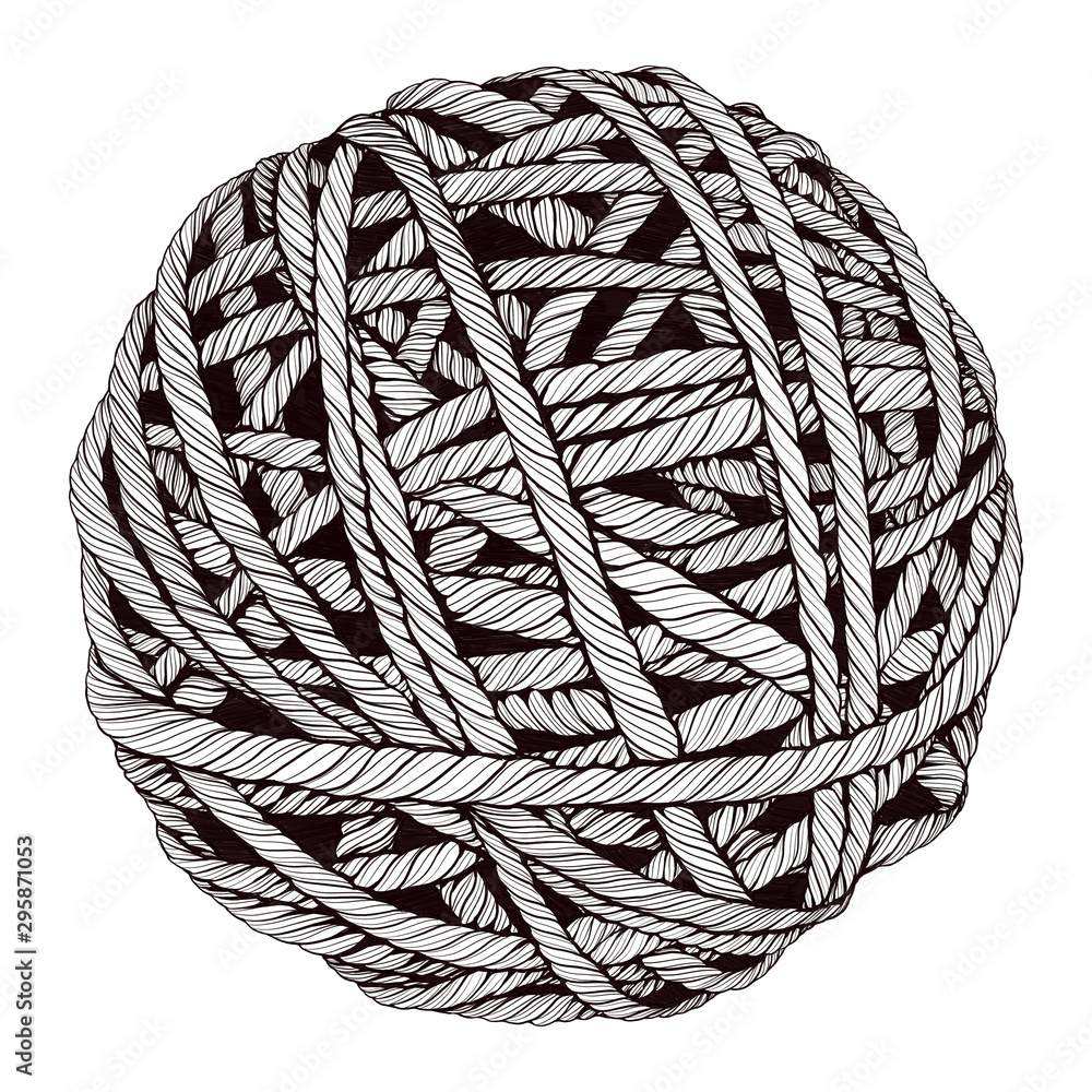 vector drawing in the style of doodle a ball of yarn for knitting wool in  a skein hobby logo knitting crocheting needlework 9878685 Vector Art at  Vecteezy