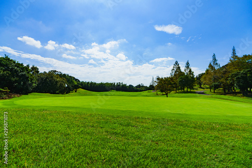Fototapeta Naklejka Na Ścianę i Meble -  Image of management : landscape of Japanese golf scene in green side ( goal of hole )