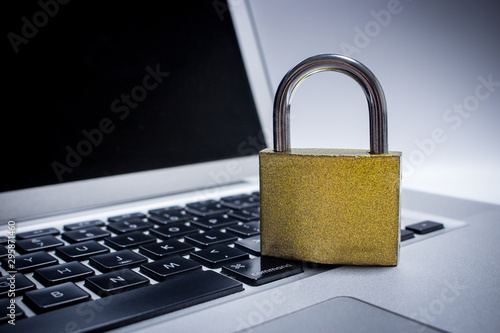 Lock (Padlock) on laptop computer.