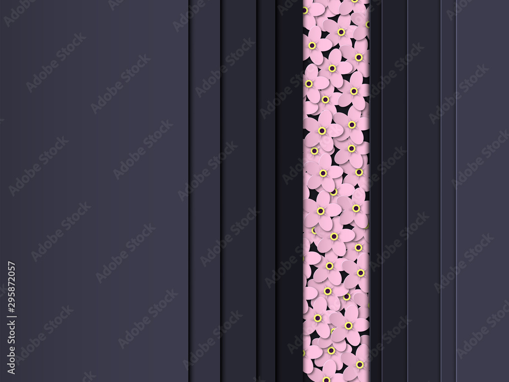 Pink Banner with White and Black Floral Paper Decor Stock Image