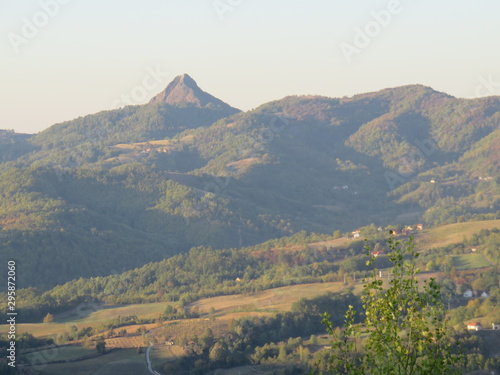 Moutain Rudnik sharp peak Ostrovica and mountain range