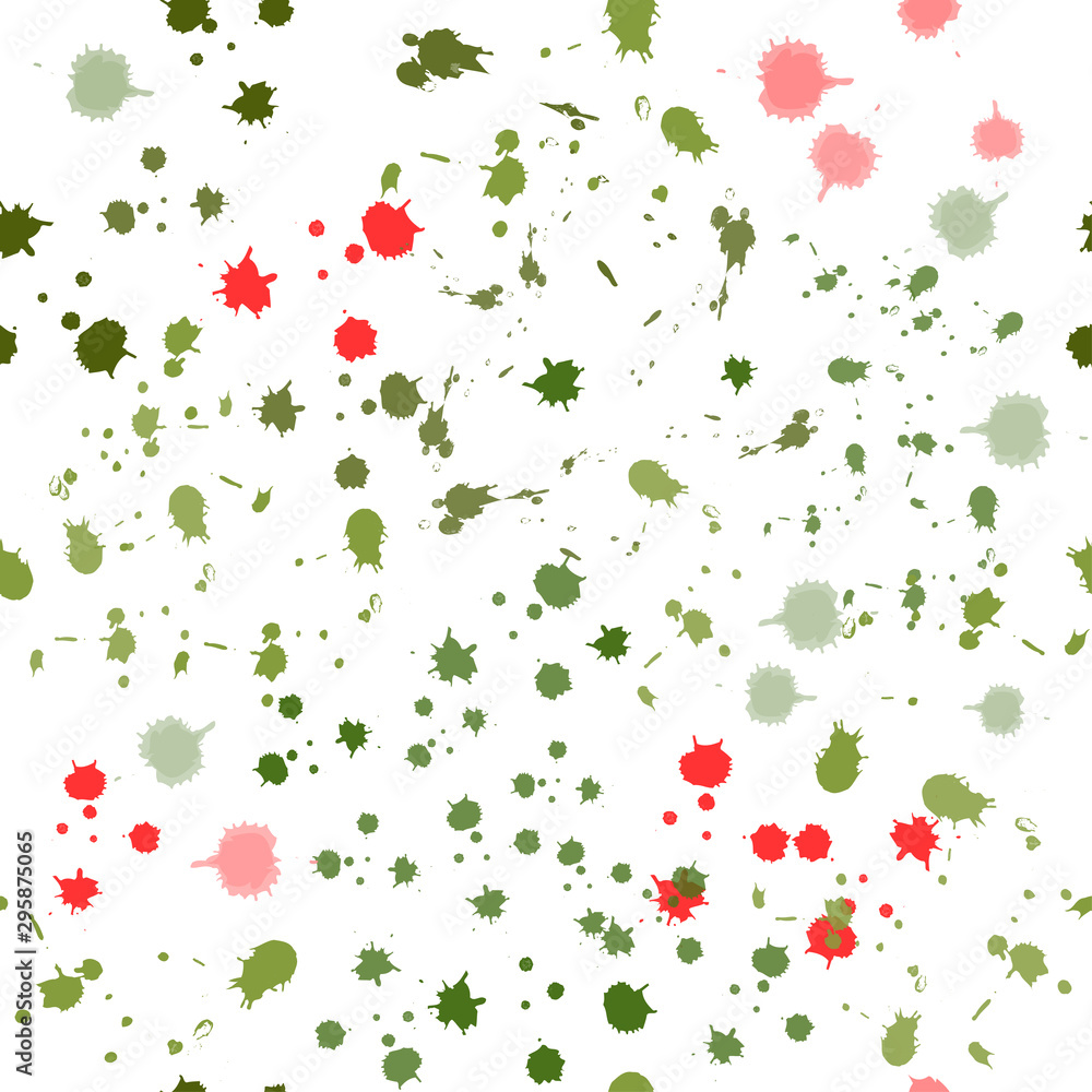 Seamless pattern: isolated green and red watercolor blots on a white background. vector. illustration. abstract spots Seamless pattern: isolated green and red watercolor blots on a white background. vector. illustration. abstract spots