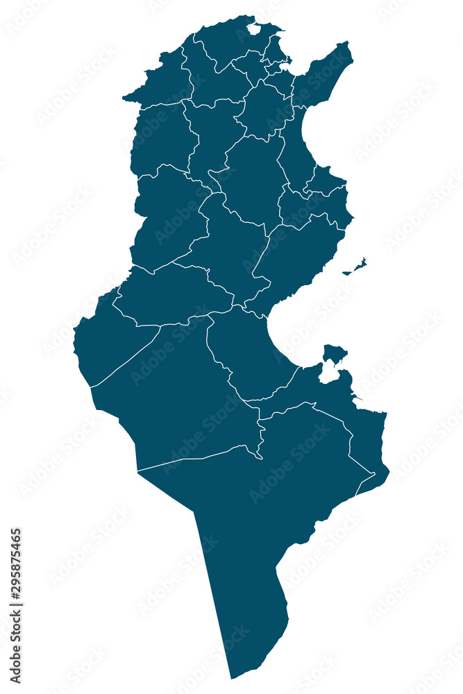 Tunisia map with boundaries vector background