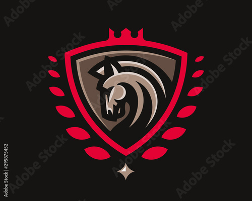 Stallion modern mascot logo. Horse template design emblem for a sport and eSport team.