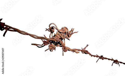 rusty barbed wire fence,isolate on white © Kybele