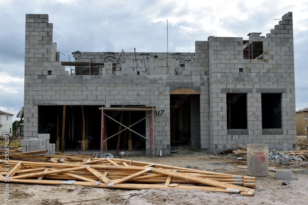 New homes construction sites being constructed at Florida, USA New homes construction sites being constructed at Florida, USA