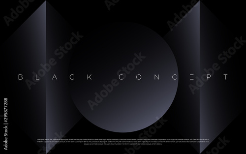 Minimalist black premium abstract background with luxury dark gradient geometric elements. Rich background for exclusive design. - Vector
