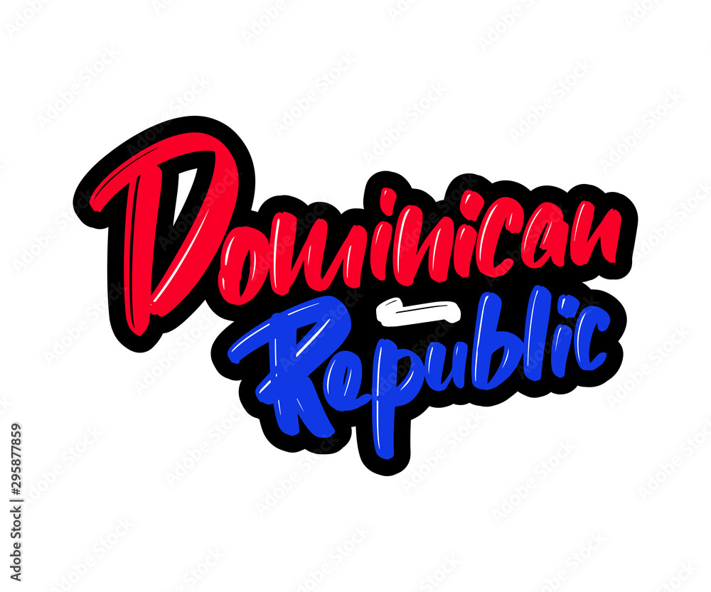 Dominican Republic cartoon brush lettering text. Vector illustration logo for print and advertising Dominican Republic cartoon brush lettering text. Vector illustration logo for print and advertising