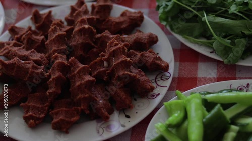 Turkish Food: Cigkofte. Slide Shot.