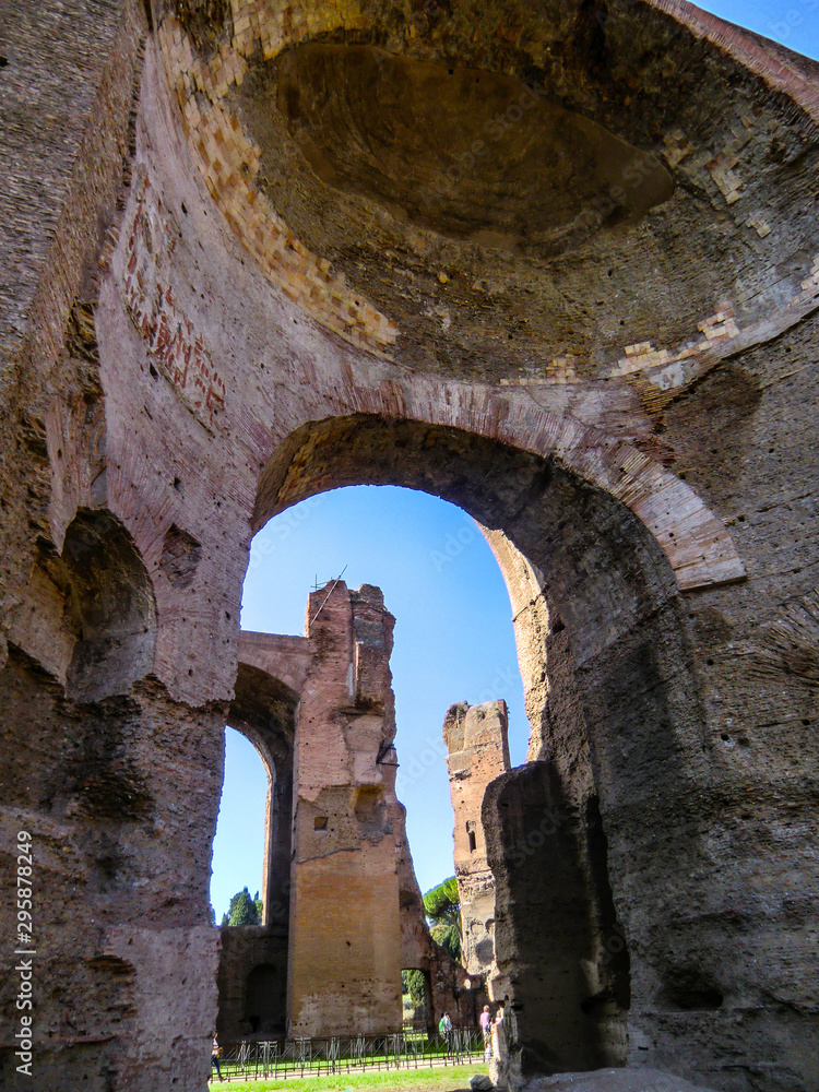 Ruins of the Baths of Caracalla (Terme di Caracalla), Thermae Antoninianae , one of the most important baths of Rome at the time of the Roman Empire, Rome, Lazio, Italy, Europe, UNESCO World Heritage.