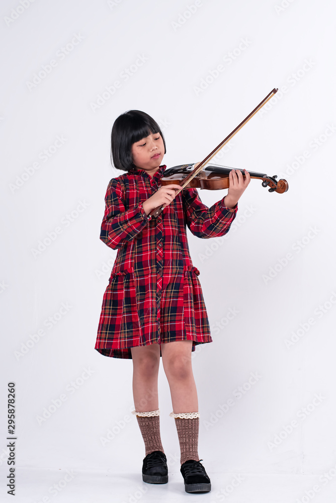 The young woman playing violin on white background The young woman playing violin on white background