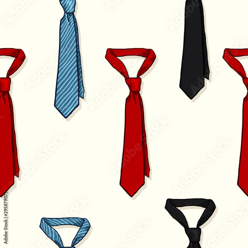 Vector Seamless Pattern of Cartoon Neckties