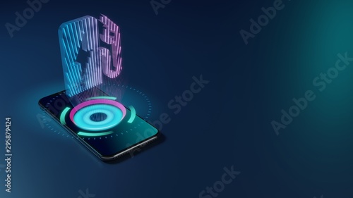 3D rendering neon holographic phone symbol of electric station icon on dark background