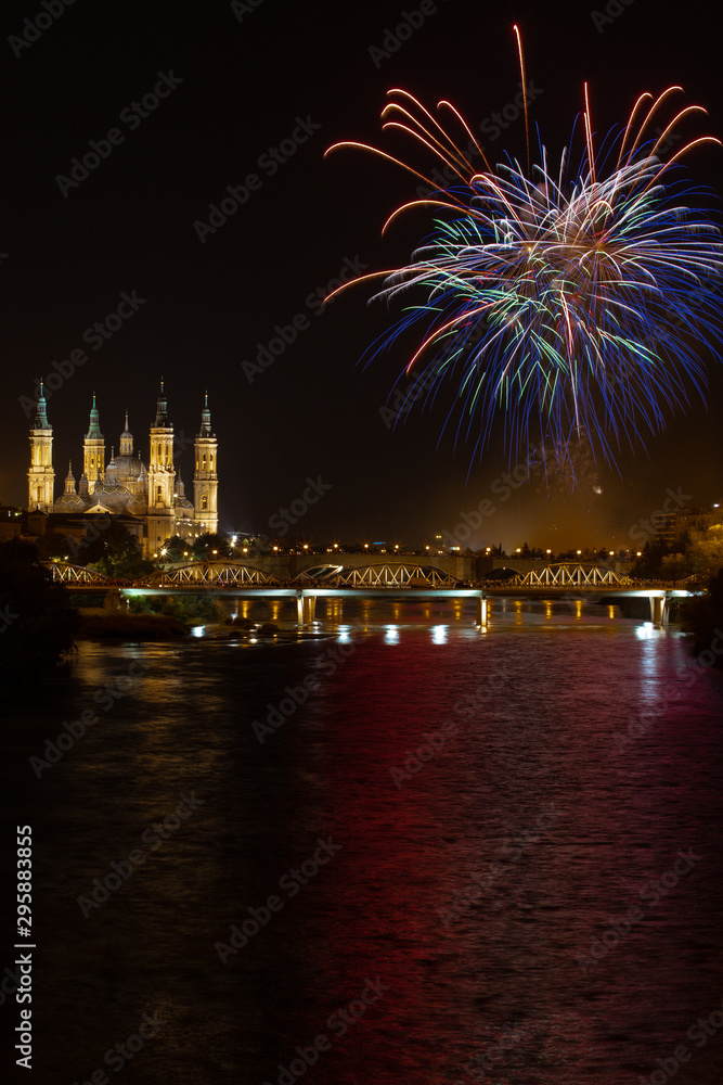 Fireworks in cathedral of our lady of the pilar 13 october 2019