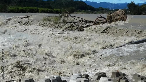 多摩川　昭和用水堰　氾濫