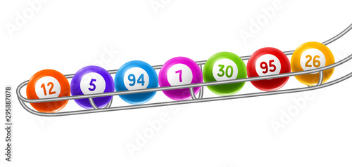 Bingo or lottery colored number balls.