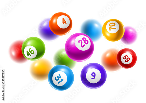 Bingo or lottery colored number balls.