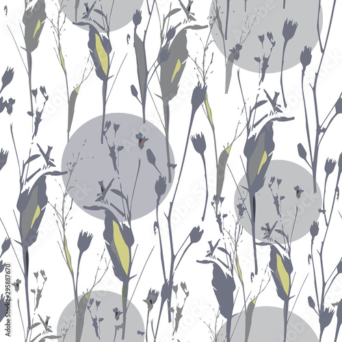 Beautiful floral botanical texture, vector. Neutral botanical seamless pattern in pastel colors. Good for wallpaper, textile, surface decoration