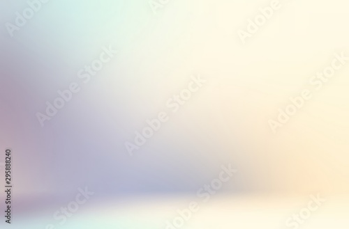 Pastel yellow blue transition defocused pattern on white 3d background. Modern creative abstract graphic. Light space. Subtle shiny room.